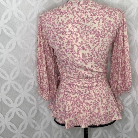 GANNI Tapioca Floral Wrap Top size 34 US size 2 in pink - Picture 8 of 11